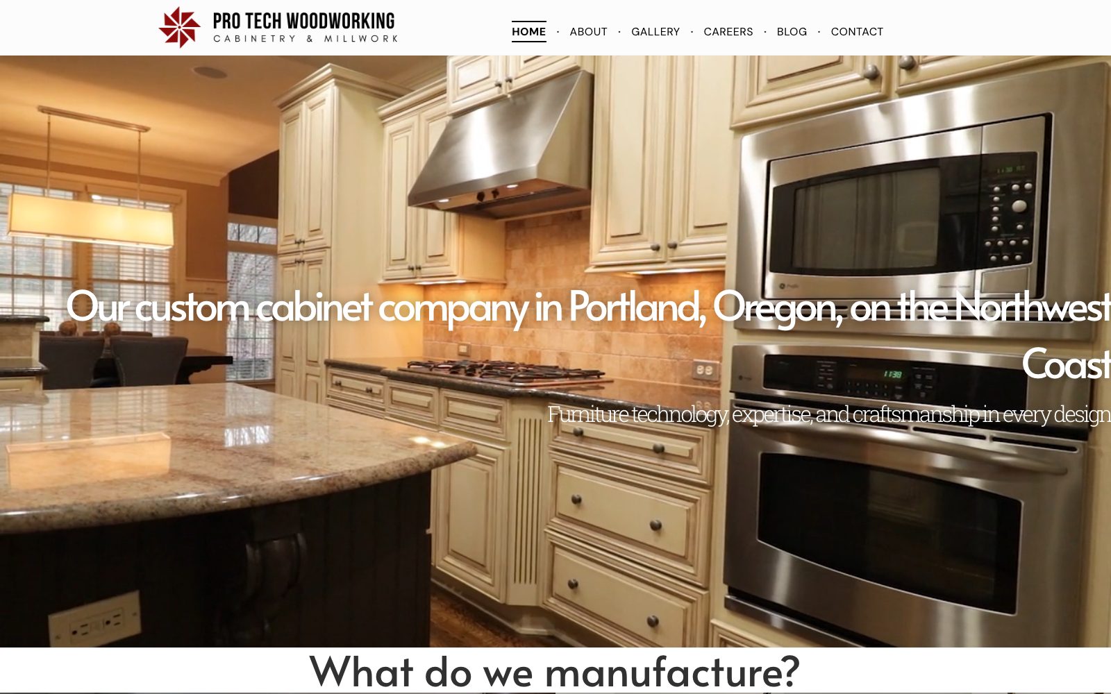The current pro-techwoodworking.com homepage