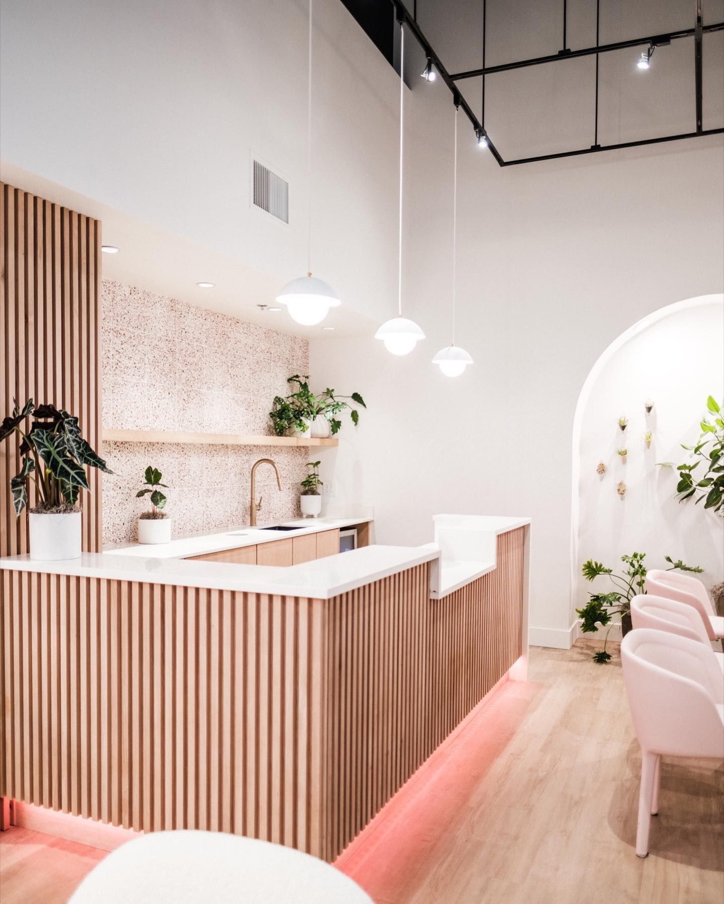 Commercial bar interior with custom woodwork