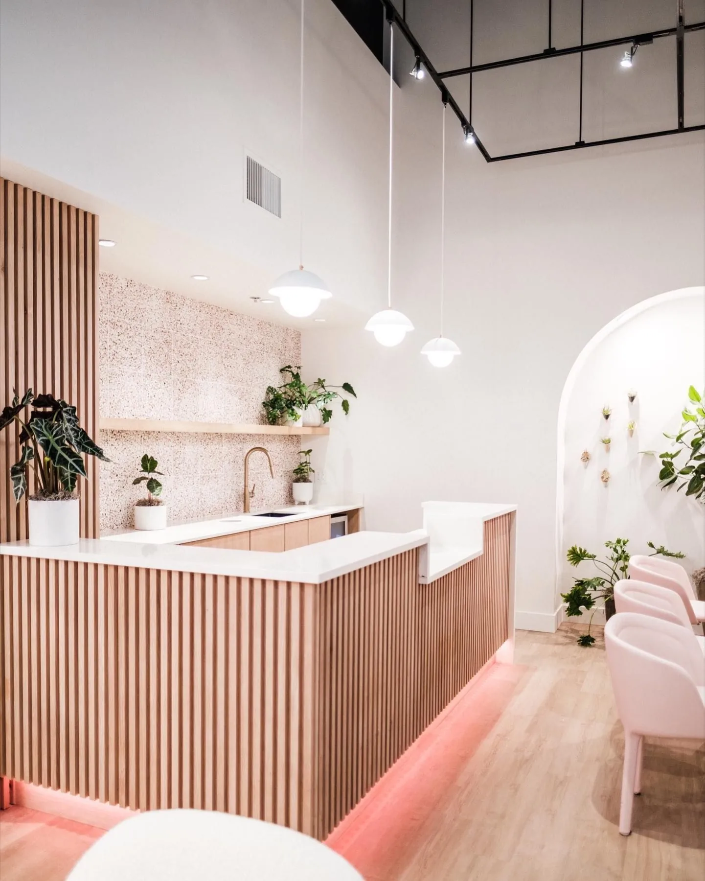 Commercial bar interior with custom woodwork